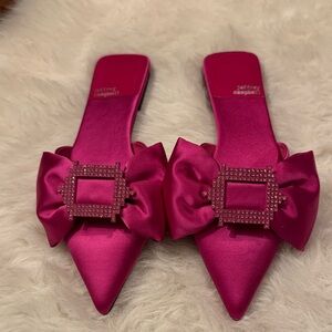 Jeffrey Campbell Fuchsia Satin Embellished Mules Size 9 1/2 pre-owned